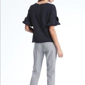 Ruffle sleeve boucle top